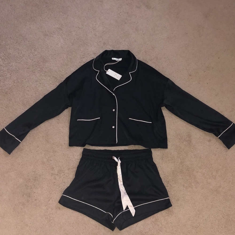 Black satin matching pajama set
